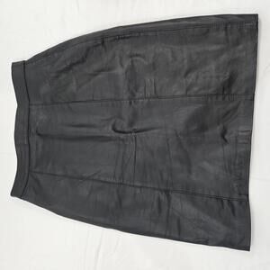 Vintage Comint Genuine Leather Black Skirt Knee Length Size 7/8